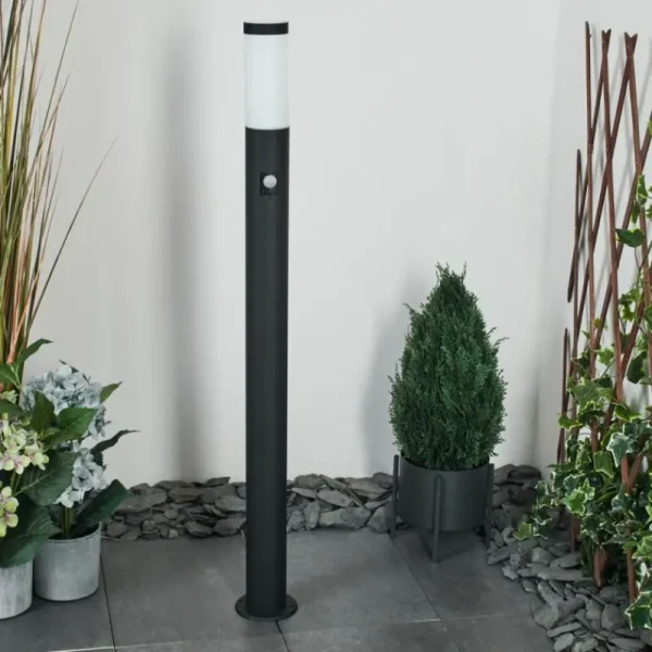 hofstein Borne lumineuse Ruti Noir, 1 lumière, Détecteur de mouvement* Lampes Modernes