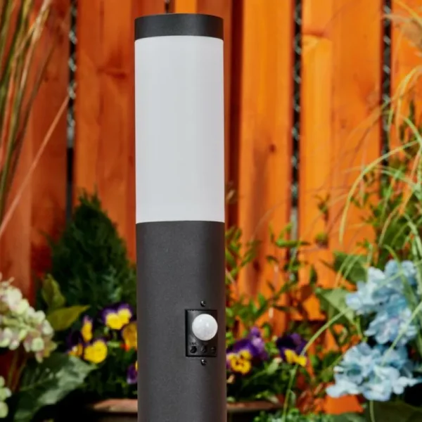 hofstein Borne lumineuse Ruti Noir, 1 lumière, Détecteur de mouvement* Lampes Modernes
