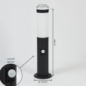 hofstein Borne lumineuse Ruti Noir, 1 lumière, Détecteur de mouvement* Lampes Modernes