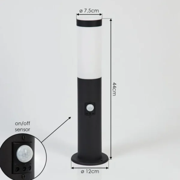 hofstein Borne lumineuse Ruti Noir, 1 lumière, Détecteur de mouvement* Lampes Modernes