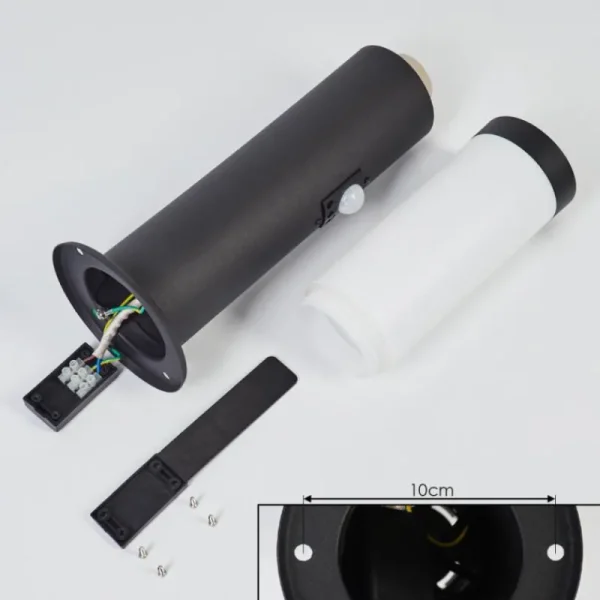hofstein Borne lumineuse Ruti Noir, 1 lumière, Détecteur de mouvement* Lampes Modernes