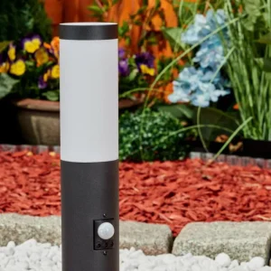 hofstein Borne lumineuse Ruti Noir, 1 lumière, Détecteur de mouvement* Lampes Modernes