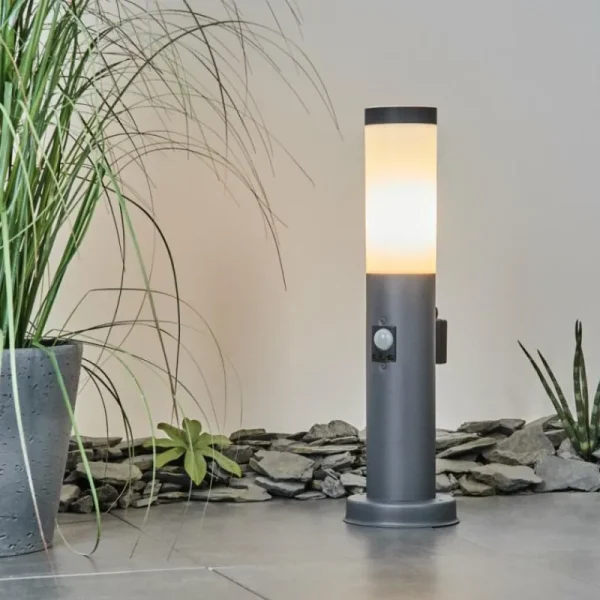 hofstein Borne lumineuse Sessa Anthracite, 1 lumière, Détecteur de mouvement* Lampes Modernes