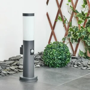 hofstein Borne lumineuse Sessa Anthracite, 1 lumière, Détecteur de mouvement* Lampes Modernes