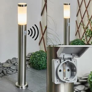 hofstein Borne lumineuse Sessa Nickel mat, 1 lumière, Détecteur de mouvement* Lampes Modernes