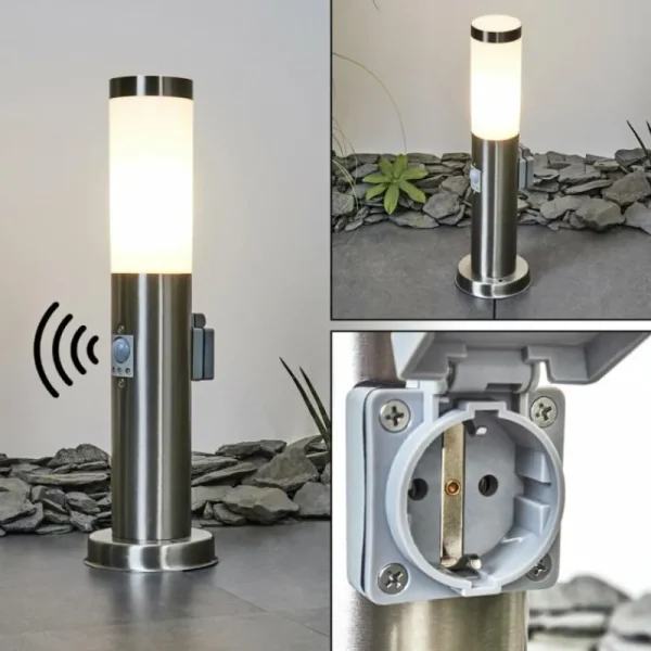 hofstein Borne lumineuse Sessa Nickel mat, 1 lumière, Détecteur de mouvement* Lampes Modernes
