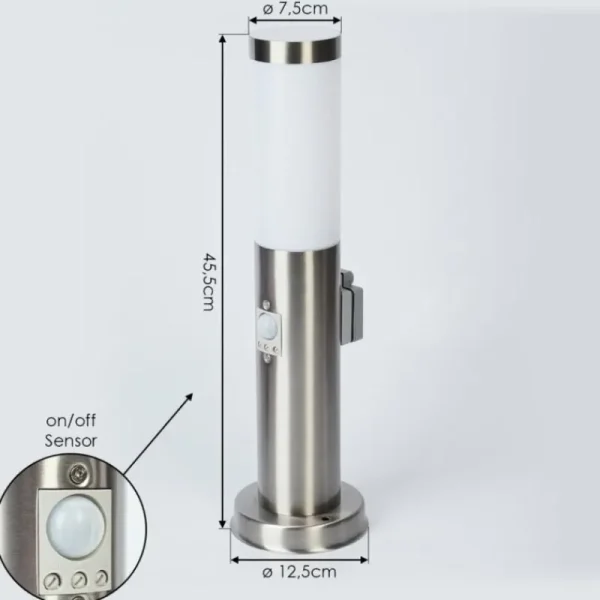 hofstein Borne lumineuse Sessa Nickel mat, 1 lumière, Détecteur de mouvement* Lampes Modernes