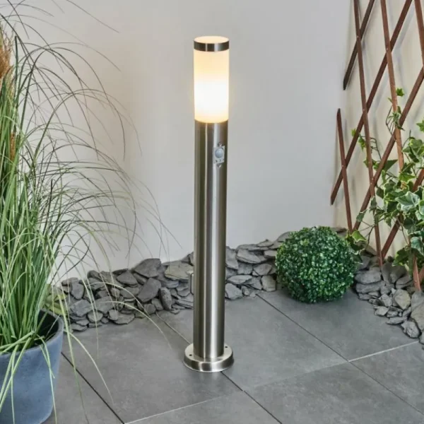 hofstein Borne lumineuse Sessa Nickel mat, 1 lumière, Détecteur de mouvement* Lampes Modernes