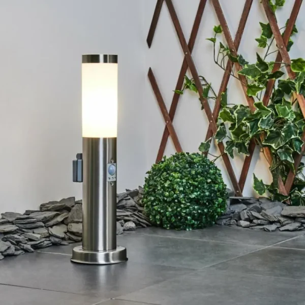hofstein Borne lumineuse Sessa Nickel mat, 1 lumière, Détecteur de mouvement* Lampes Modernes