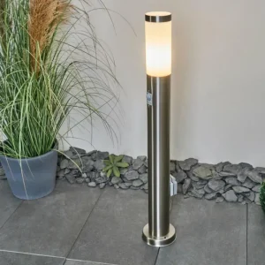 hofstein Borne lumineuse Sessa Nickel mat, 1 lumière, Détecteur de mouvement* Lampes Modernes