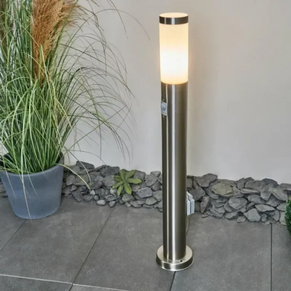 hofstein Borne lumineuse Sessa Nickel mat, 1 lumière, Détecteur de mouvement* Lampes Modernes