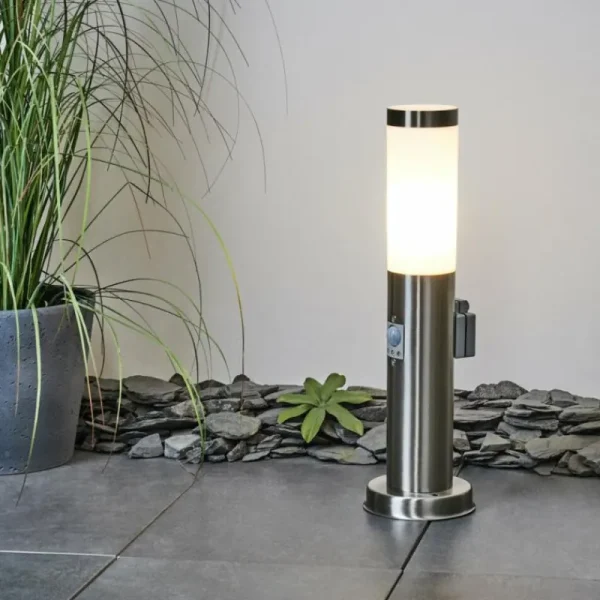 hofstein Borne lumineuse Sessa Nickel mat, 1 lumière, Détecteur de mouvement* Lampes Modernes