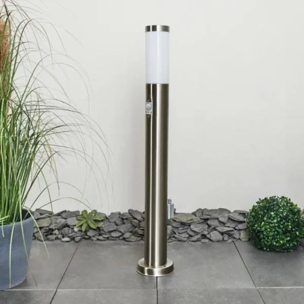 hofstein Borne lumineuse Sessa Nickel mat, 1 lumière, Détecteur de mouvement* Lampes Modernes