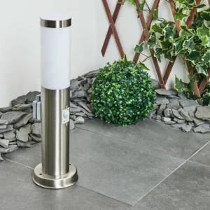 hofstein Borne lumineuse Sessa Nickel mat, 1 lumière, Détecteur de mouvement* Lampes Modernes