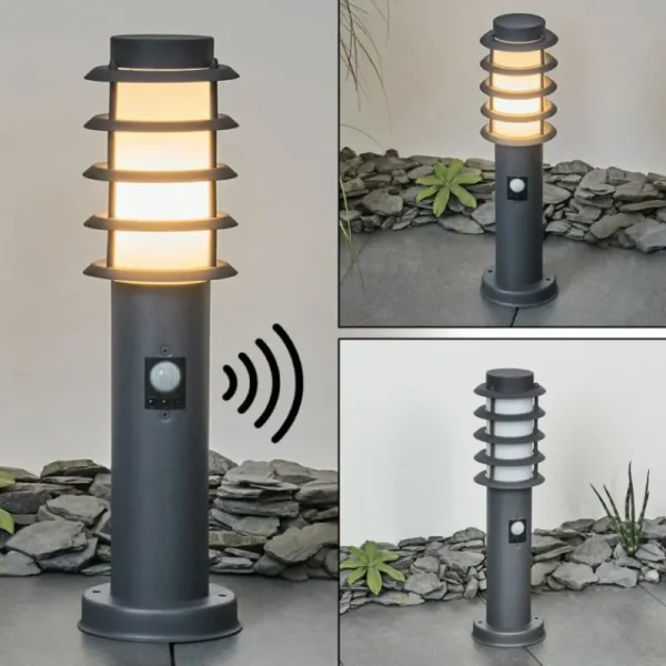 hofstein Borne lumineuse Tunes Anthracite, 1 lumière, Détecteur de mouvement* Lampes Modernes