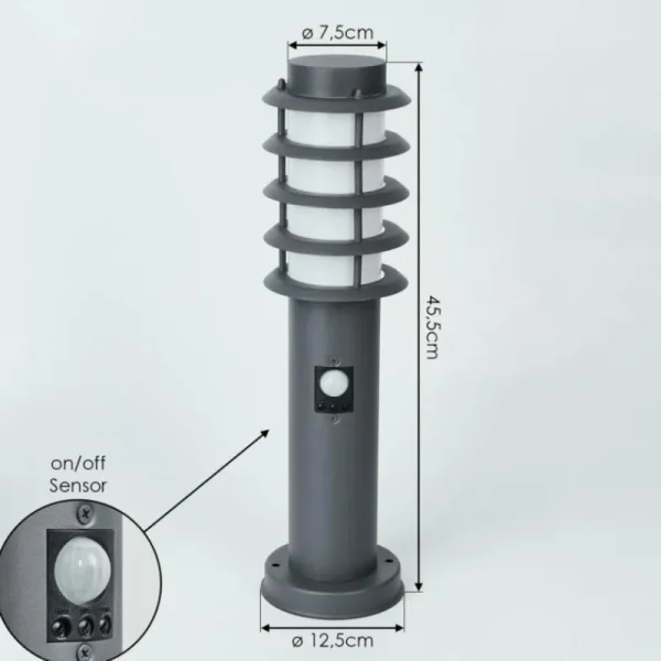 hofstein Borne lumineuse Tunes Anthracite, 1 lumière, Détecteur de mouvement* Lampes Modernes