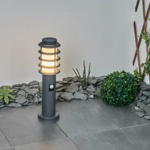 hofstein Borne lumineuse Tunes Anthracite, 1 lumière, Détecteur de mouvement* Lampes Modernes