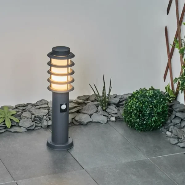 hofstein Borne lumineuse Tunes Anthracite, 1 lumière, Détecteur de mouvement* Lampes Modernes