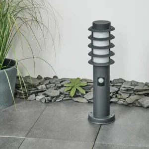 hofstein Borne lumineuse Tunes Anthracite, 1 lumière, Détecteur de mouvement* Lampes Modernes