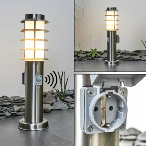 hofstein Borne lumineuse Tunes Nickel mat, 1 lumière, Détecteur de mouvement* Lampes Modernes