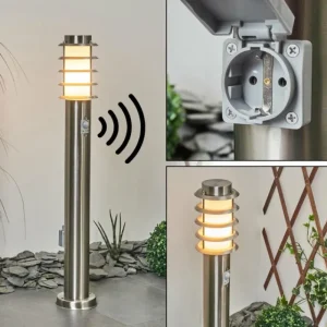 hofstein Borne lumineuse Tunes Nickel mat, 1 lumière, Détecteur de mouvement* Lampes Modernes
