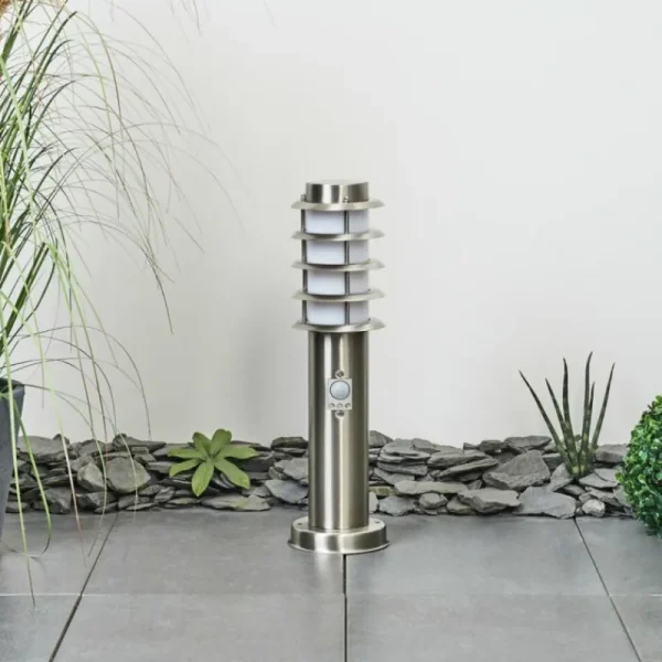 hofstein Borne lumineuse Tunes Nickel mat, 1 lumière, Détecteur de mouvement* Lampes Modernes
