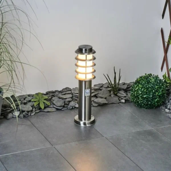 hofstein Borne lumineuse Tunes Nickel mat, 1 lumière, Détecteur de mouvement* Lampes Modernes