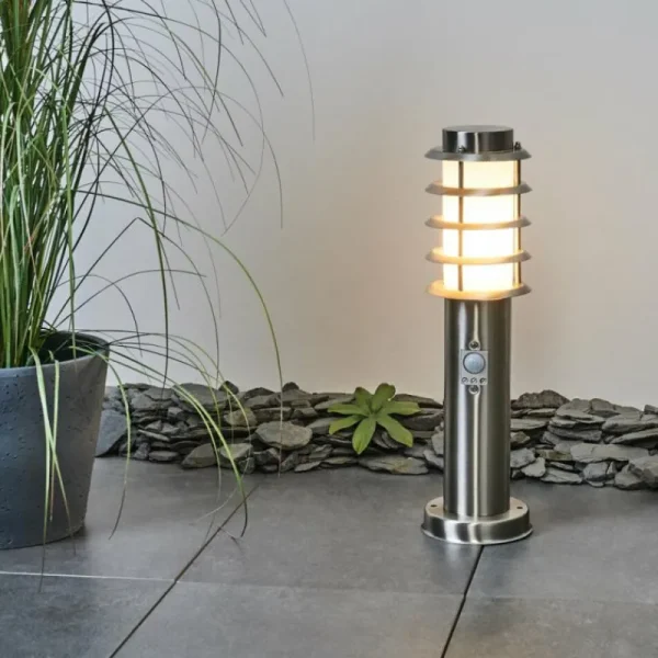 hofstein Borne lumineuse Tunes Nickel mat, 1 lumière, Détecteur de mouvement* Lampes Modernes