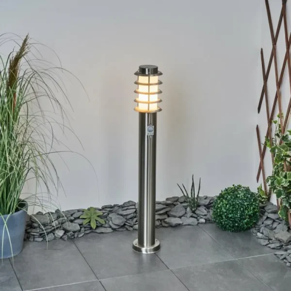 hofstein Borne lumineuse Tunes Nickel mat, 1 lumière, Détecteur de mouvement* Lampes Modernes
