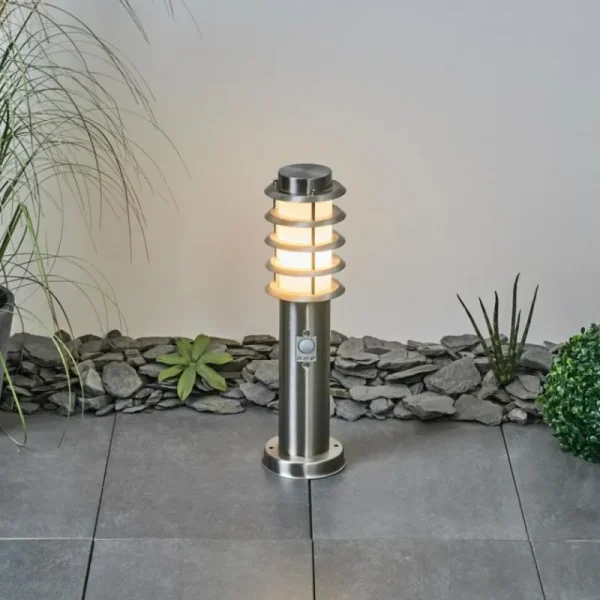 hofstein Borne lumineuse Tunes Nickel mat, 1 lumière, Détecteur de mouvement* Lampes Modernes