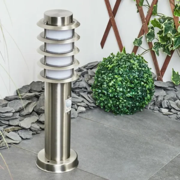 hofstein Borne lumineuse Tunes Nickel mat, 1 lumière, Détecteur de mouvement* Lampes Modernes