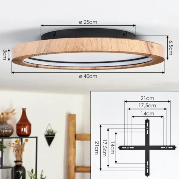 hofstein Bosatorp Plafonnier LED Noir, 1 lumière, Télécommandes* Lampes Modernes