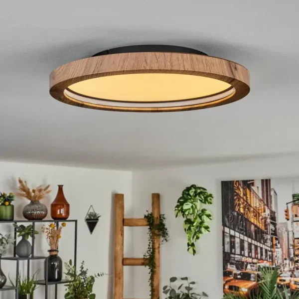 hofstein Bosatorp Plafonnier LED Noir, 1 lumière, Télécommandes* Lampes Modernes