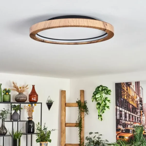 hofstein Bosatorp Plafonnier LED Noir, 1 lumière, Télécommandes* Lampes Modernes