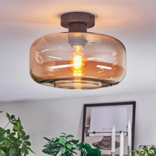 hofstein Boza Plafonnier Ambre, 1 lumière* Lampes En Verre