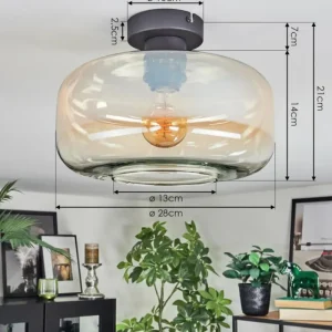 hofstein Boza Plafonnier Ambre, Clair, 1 lumière* Lampes En Verre