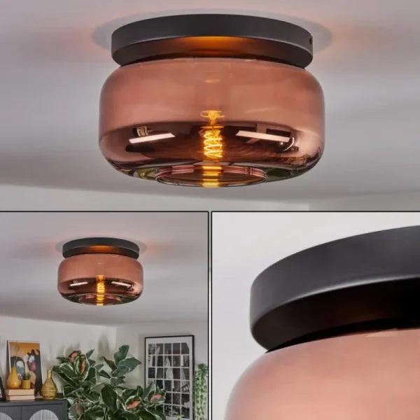 hofstein Boza Plafonnier, Boule lumineuse Cuivré, 1 lumière* Lampes En Verre