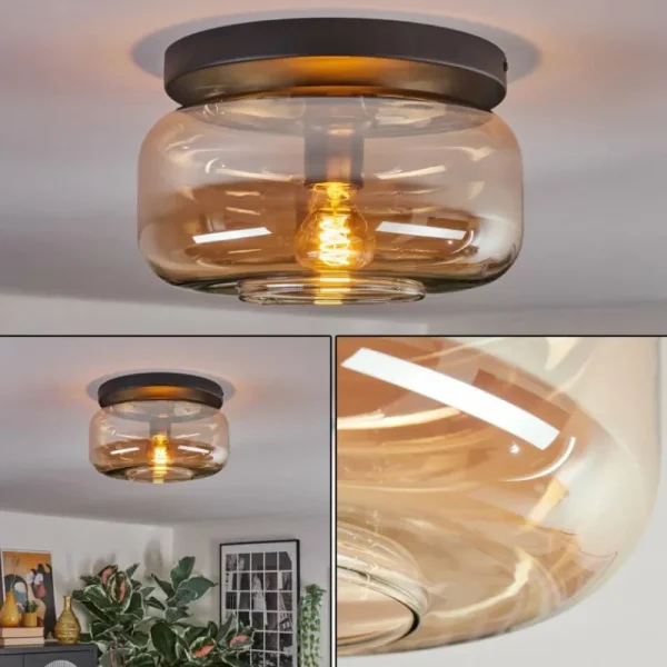 hofstein Boza Plafonnier, Boule lumineuse Ambre, 1 lumière* Lampes En Verre