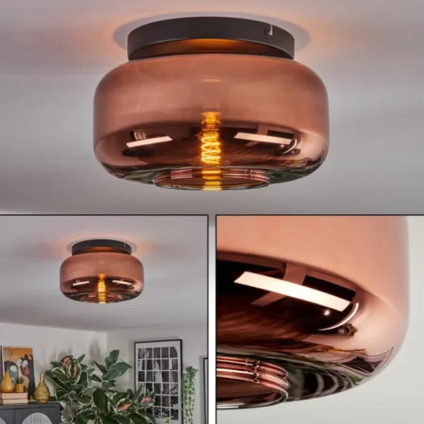hofstein Boza Plafonnier, Boule lumineuse Cuivré, 1 lumière* Lampes En Verre