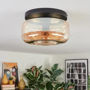 hofstein Boza Plafonnier, Boule lumineuse Ambre, 1 lumière* Lampes En Verre