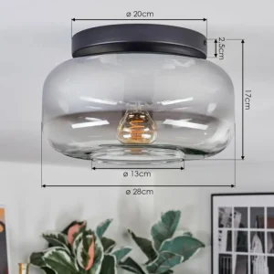 hofstein Boza Plafonnier, Boule lumineuse Clair, Fumé, 1 lumière* Lampes Modernes