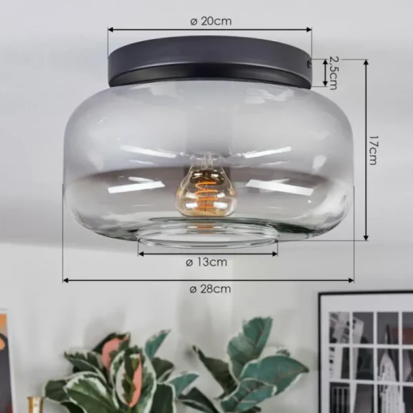 hofstein Boza Plafonnier, Boule lumineuse Clair, Fumé, 1 lumière* Lampes Modernes