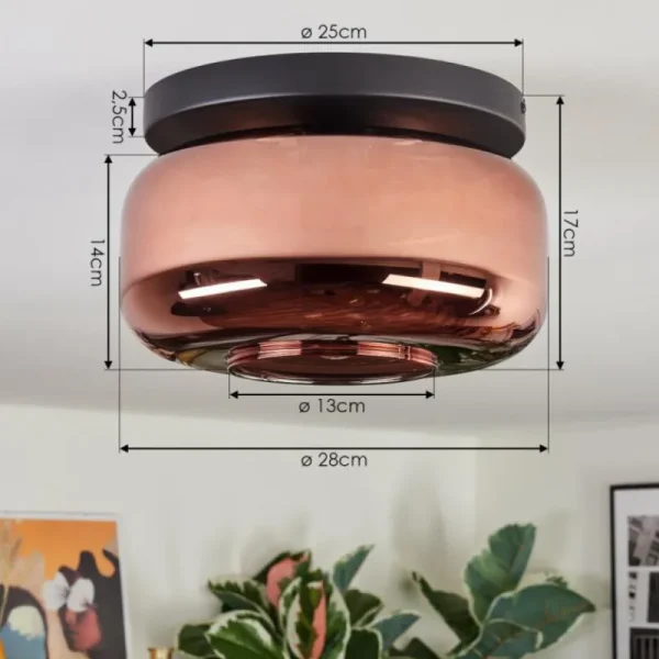 hofstein Boza Plafonnier, Boule lumineuse Cuivré, 1 lumière* Lampes En Verre