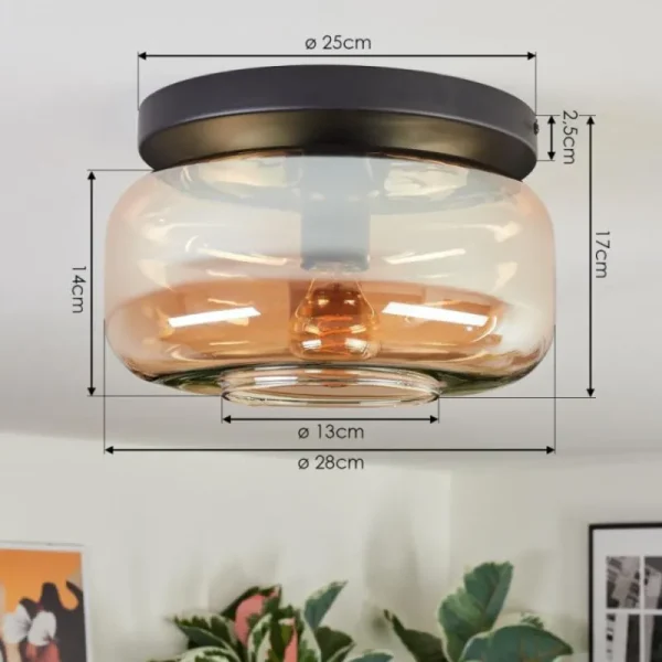 hofstein Boza Plafonnier, Boule lumineuse Ambre, 1 lumière* Lampes En Verre