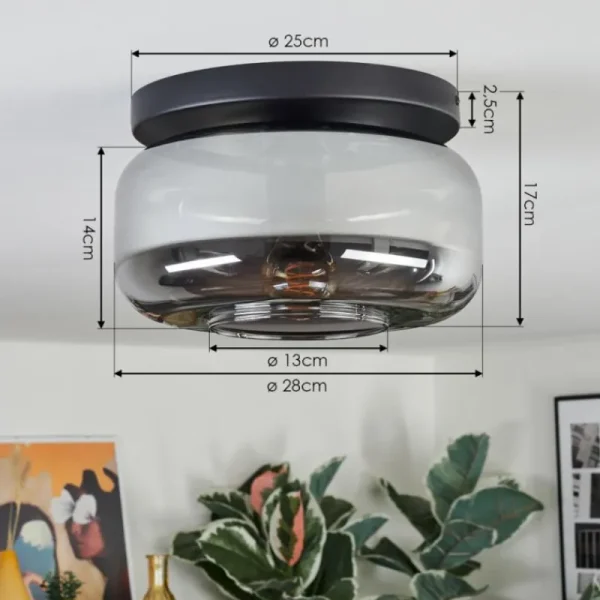 hofstein Boza Plafonnier, Boule lumineuse Fumé, 1 lumière* Lampes Modernes