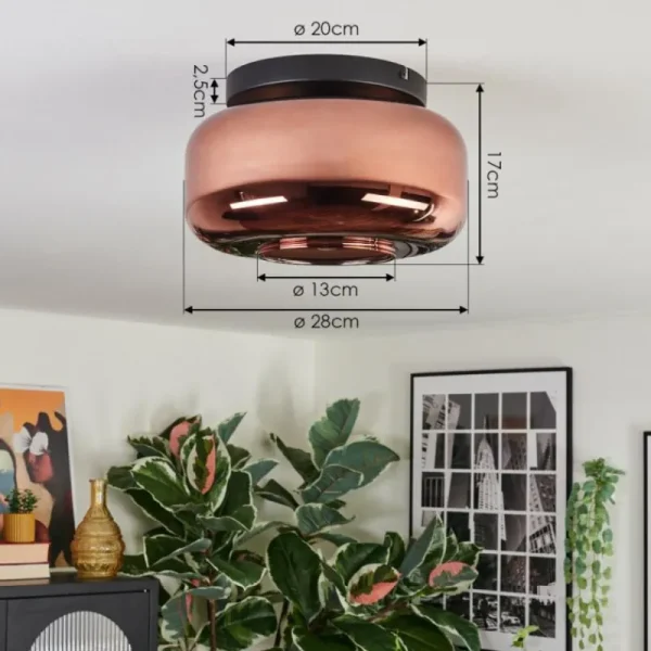hofstein Boza Plafonnier, Boule lumineuse Cuivré, 1 lumière* Lampes En Verre