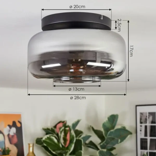 hofstein Boza Plafonnier, Boule lumineuse Fumé, 1 lumière* Lampes Modernes