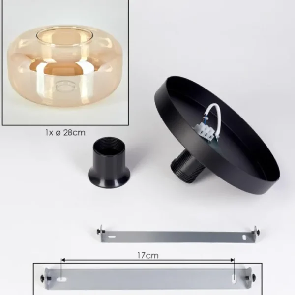 hofstein Boza Plafonnier, Boule lumineuse Ambre, 1 lumière* Lampes En Verre