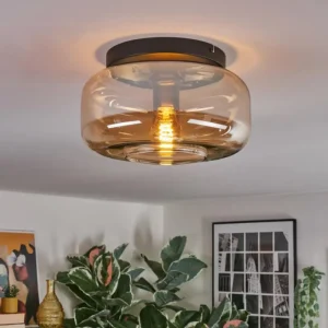 hofstein Boza Plafonnier, Boule lumineuse Ambre, 1 lumière* Lampes En Verre