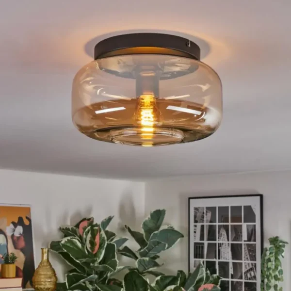 hofstein Boza Plafonnier, Boule lumineuse Ambre, 1 lumière* Lampes En Verre